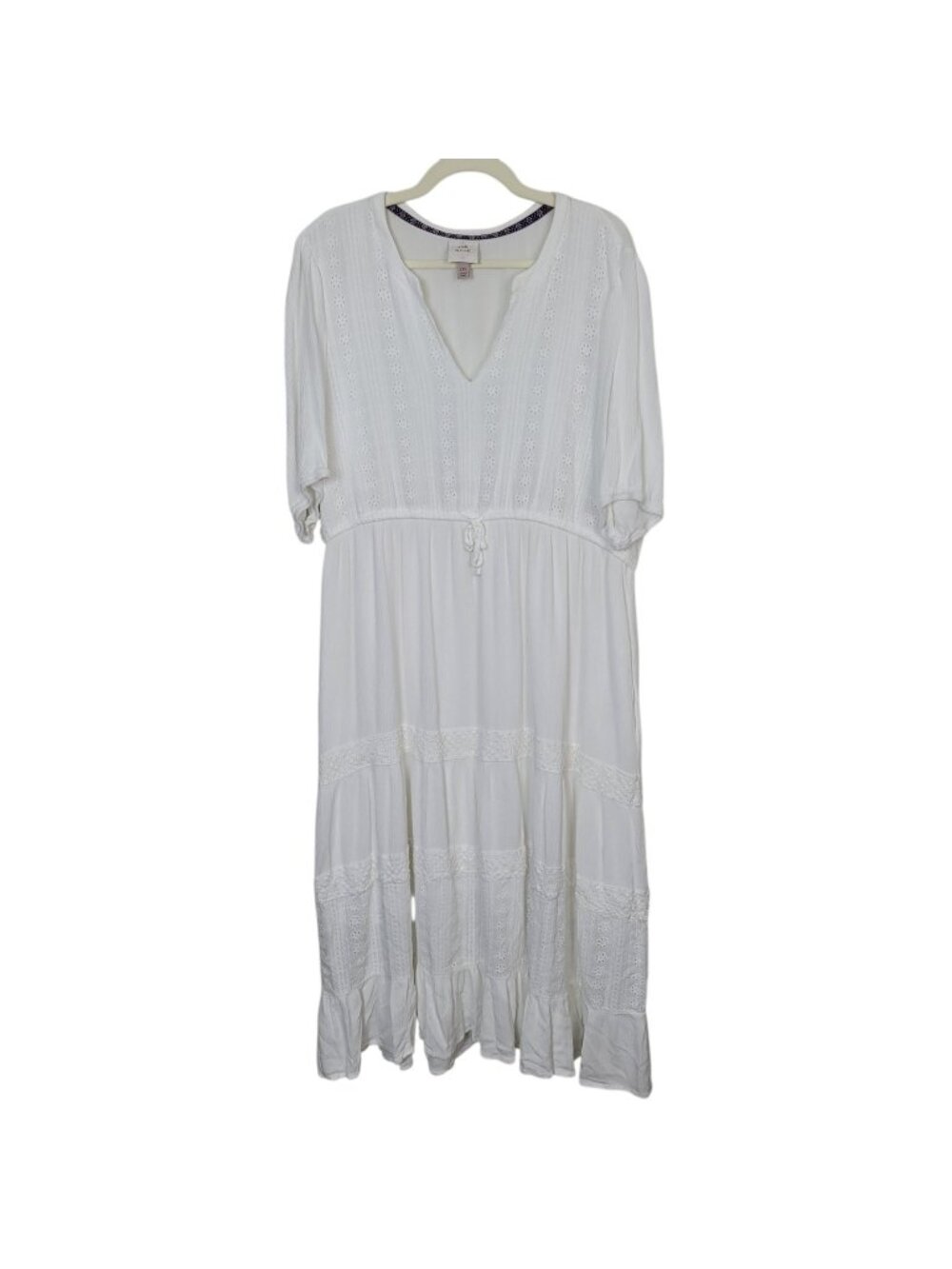 Knox Rose White Eyelet Maxi Dress Sz XXL Bohemian Cottagecore Prairie Festival